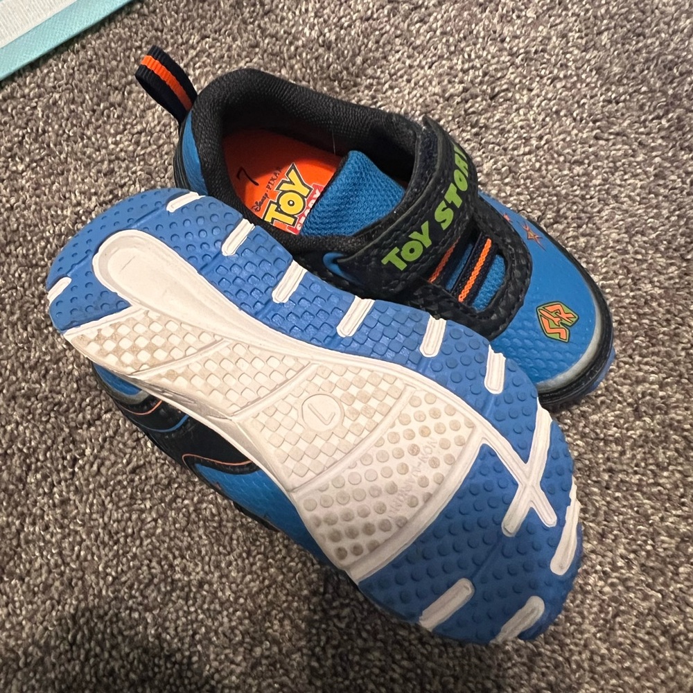 Light up Disney Toy Story Blue and navy Kids Sneakers with Green Logo